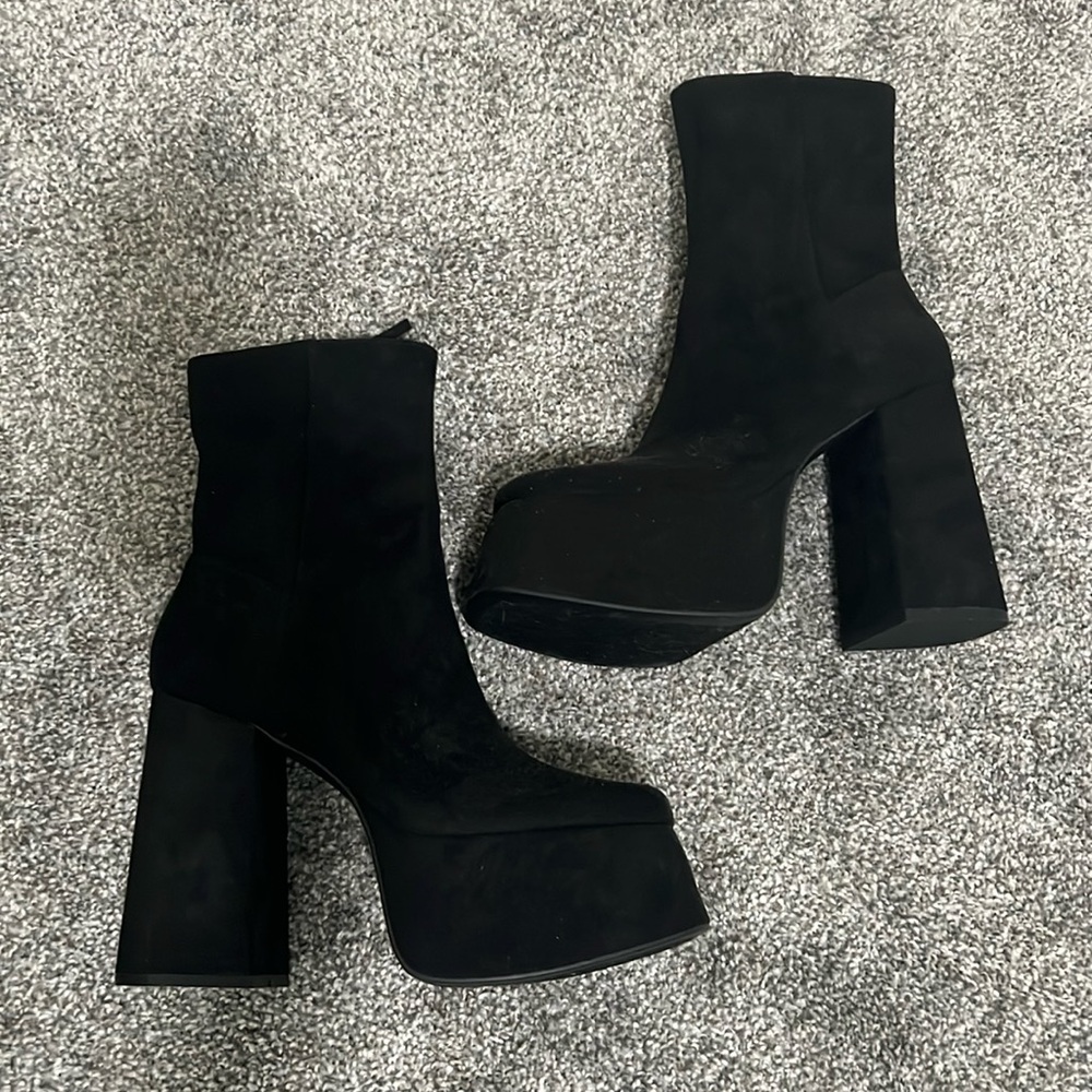 Platform Faux Suede Black Boots